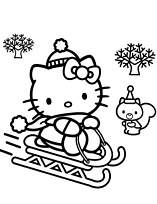 coloriage hello kitty fait de la luge